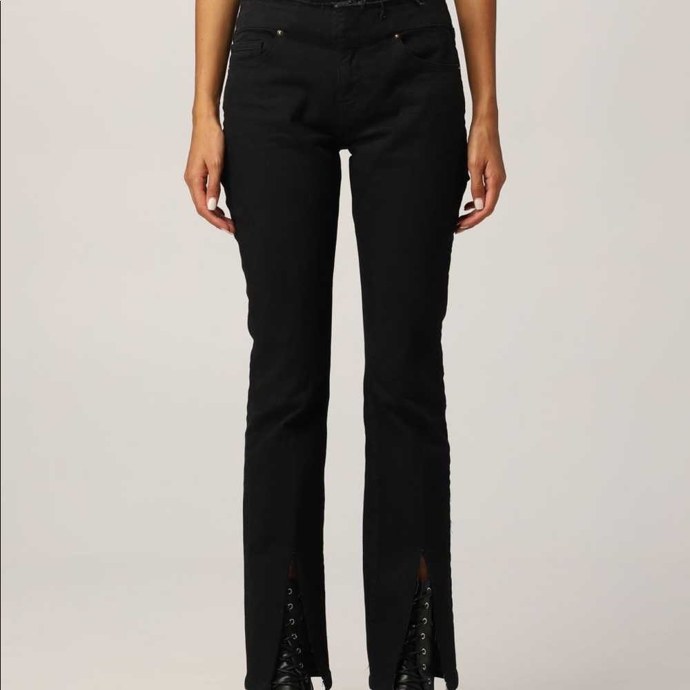 FRAME Cut Off Waist Mini Boot Slit Jeans In Black SIZE 31 nwt